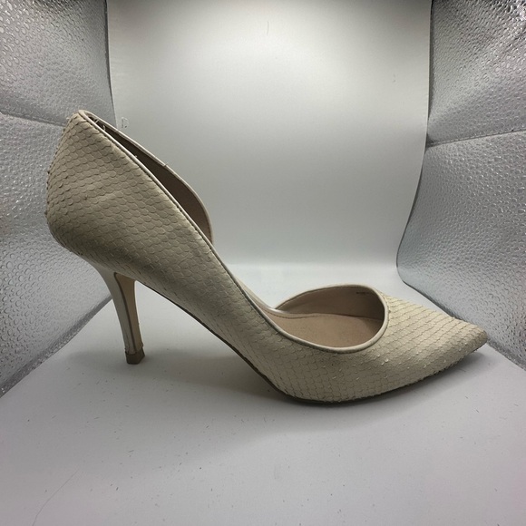 WHBM Ella Snake Embossed D’Orsay Pumps, Vanilla - Picture 2 of 13